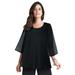 Plus Size Women's Georgette Flutter Top by Jessica London in Black (Size M)