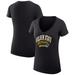 Women's G-III 4Her by Carl Banks Black Golden State Warriors Filigree Logo V-Neck Fitted T-Shirt