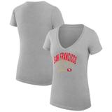 Women's G-III 4Her by Carl Banks Heather Gray San Francisco 49ers Filigree Logo Lightweight V-Neck Fitted T-Shirt