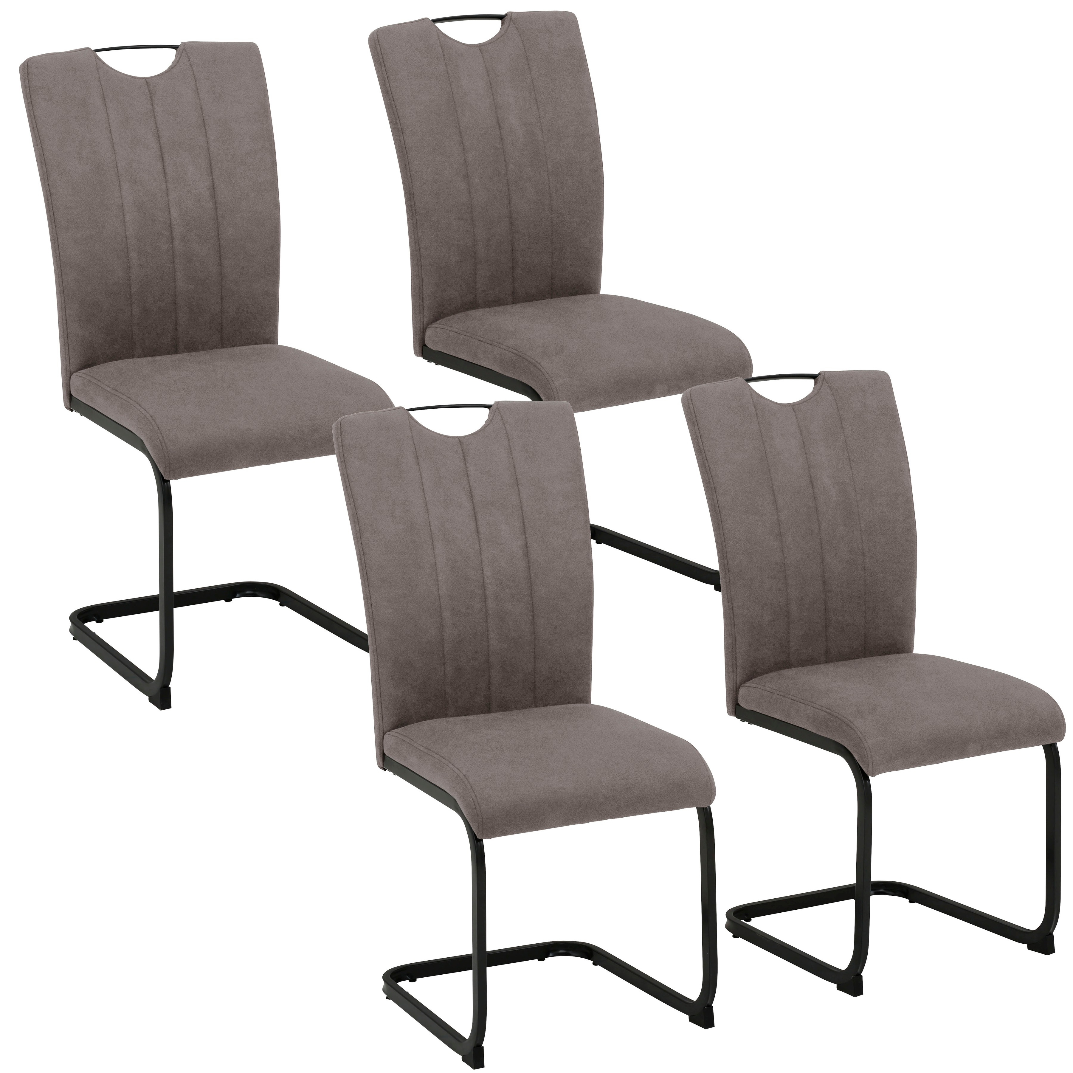 Freischwinger HOME AFFAIRE "Napoli", grau (vintage hellgrau, anthrazit), B:43cm H:96,5cm T:60cm, Polyester, Polyurethan, Stühle, Freischwinger, Vintage-Mikrofaser Bezug, Belastbarkeit bis 130kg, im 2er oder 4er Set