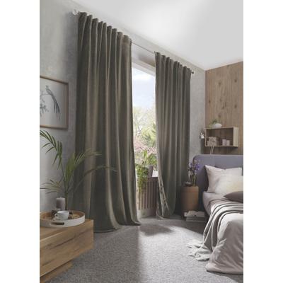 Vorhang HOME BASICS "WOLLY" Gr. 3, grau (stein), B:135cm H:175cm, Polyester, Gardinen, 2er Pack Thermochenille Uni WOLLY Image