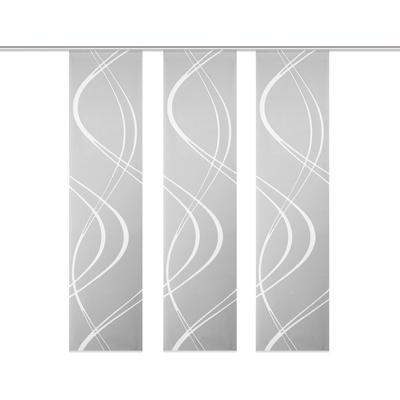 Schiebegardine HOME WOHNIDEEN "TIBERIO 3er SET" Gr. 2, grau, B:60cm H:245cm, Polyester, Gardinen, Schiebegardine 3er SET TIBERIO Image