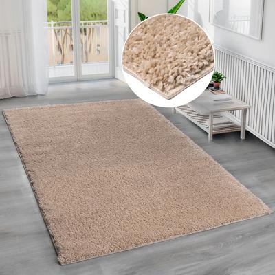 Hochflor-Teppich BRUNO BANANI "Shaggy Soft" Gr. 2, beige (sand), B:70cm H:30mm L:140cm, Kunstfaser, Teppiche, gewebt, Uni Farben, besonders weich und kuschelig, Kundenliebling Image