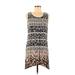 Soma Casual Dress - Mini Scoop Neck Sleeveless: Tan Leopard Print Dresses - Women's Size Medium