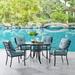 Darby Home Co Bozarth 5 Piece Outdoor Dining Set w/ Cushions Glass/Metal in Black | Wayfair 32EB0A069AFC43BA969DFFF9BEB2DDF1