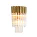 Everly Quinn 3-Light Stainless Steel Flush Mounted Sconce w/ Clear Crystal Accents Metal in Yellow | 16 H x 11 W x 6.3 D in | Wayfair