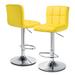 Latitude Run® PU Leather Swivelling Bar Stools Adjustable Height w/ Medium Back Upholstered//Faux leather in Gray/Yellow | 16.5 W x 15 D in | Wayfair