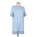 Shein Casual Dress - Shift Crew Neck Short sleeves: Blue Print Dresses - Women's Size Medium