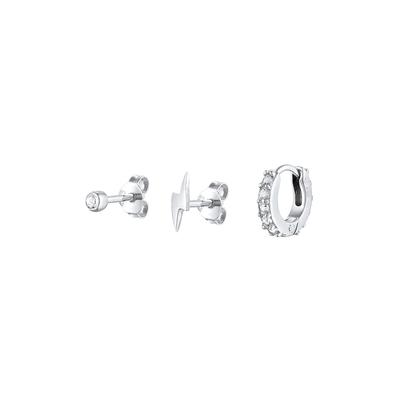 Elli - Kristalle Blitz Creole 3er Set 925 Silber Ohrringe 1 ct Damen Image