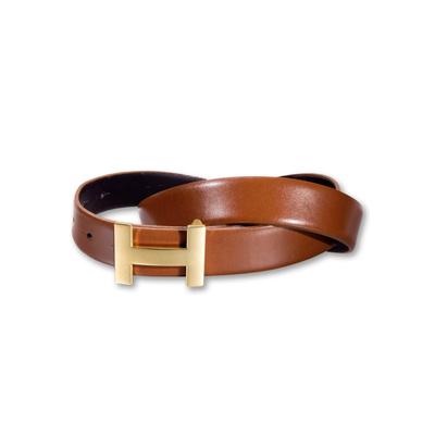 Koppelgürtel SILBERGIFT, Damen, Gr. 95, braun (cognac), Rindsleder, unifarben, modisch,elegant,klassisch, Gürtel, mit goldfarbener Designschließe Image