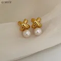 Boucles d'oreilles perle en métal pour femmes bijoux fantaisie accessoires de carrière style