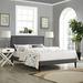 Josie Grey Fabric Platform Bed with Squared Tapered Legs