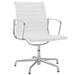 White Genuine Leather Ribbed Mid Back Conference Office Side Chair