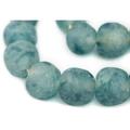 Super Jumbo Recycled Glass Beads - Beaded Wall Hangings - Extra Large African Sea Glass Beads 32-35mm - The Bead Chest (Blue Wave Speckle)