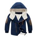 Kiplyki Kids Fall Hoodie Deals Boys Cotton-padded With Thick Fleece Hooded Mid-length Cotton Jacket