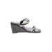 Vince Camuto Wedges: Black Print Shoes - Women's Size 6 1/2 - Open Toe