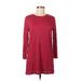 Old Navy Casual Dress - Shift High Neck 3/4 sleeves: Red Solid Dresses - Women's Size Medium