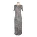 SPRZ NY Casual Dress - Sheath Crew Neck Short sleeves: Gray Dresses - Women's Size Small