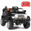 COSTWAY 12V Kids Ride on Car, Battery Powered Truck Vehicle with Remote Control, LED Lights, MP3, Horn, Adjustable Volume, Electric Ride on Toy Gift for Boys Girls (Black)