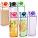 yarlung Set of 6 Plastic Milk Carton Colorful Clear Water Bottle, 17 Oz Portable Milk Box Leakproof Square Juice Bottle for Outdoor Sports Travel Camping