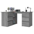 Keketa L-Shaped Corner Desk, Writing Desks with Bookshelf and Drawer, Computer Desk Writing Table, Workstation Study Working Desk for Home Office Grey Sonoma 145x100x76 cm Engineered Wood