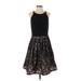 JH Evenings Cocktail Dress - A-Line Crew Neck Sleeveless: Black Print Dresses - Women's Size 10