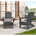 Dovecove Fierros 2-Piece Unfolding Ergonomics Adirondack Chair, All-Weather Adirondack Chair, Fire Pit Chair, in Gray | Wayfair