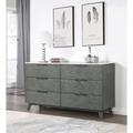 Hokku Designs Glovsky 6 Drawer 62.35" W Double Dresser in White & Gray Wood in Brown/Gray/White | 39.75 H x 62.35 W x 18.4 D in | Wayfair