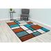 Blue/Brown Area Rug - Ivy Bronx Hanhalyn Geometric Rectangle 5' x 7' Area Rug in Brown/Blue/White Polypropylene | Wayfair