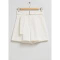 Belted Cotton Chino Shorts - White