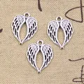 15 pièces breloques coeur ange ailes 21x17mm Antique argent couleur pendentifs faisant bricolage à