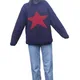 T-shirt en tricot à manches longues pour femmes col rond motif étoile imprimé pulls évidés