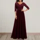 Robe longue blanche à manches 3/4 et col en V pour femme tenue de soirée élégante couleur unie