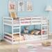 Twin Over Twin Bunk Bed with Two Ladder & Safety Guard Rails, Solid Wood Twin Size Low Bunk Beds for Teens/Adults