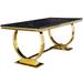 Modern Dining Room Table with Stainless Steel Metal U-Base