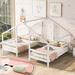 Double Twin Size Triangular House Beds Platform Bed with Built-in Table