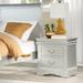 Platinum Wooden Bed Top Cabinet - No Assembly Required - Metal Sliding Drawer, French Dovetail Drawer