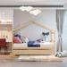 House-Shaped Platform Bed Wooden House Bed with Extendable Twin Size Trundle Bed Wood Slat Support, No Box Spring Needed