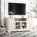 Rustic TV Stand with Two 3-Tier Storage Cabinets & 2 Toughened Glass Doors & 2-Tier Storage Cabinet, TV Cabinet for Living Room