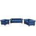 3 Piece Dutch Velvet Upholstered Sofa Set, Living Room Furniture Button Down Tufted Couch with Removable Cushion Cover