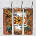 With God All Things Are Possible Sunflowers Leather 20 Oz Tumbler w/Lid Straw - Multi