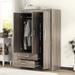 3 Door Wardrobe Cabinet Closet with Storage Drawers, Shelves and Hanging Rail for Clothes, Bedroom Organizer