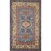 Blue Kazak Foyer Rug Handmade Floral Wool Handmade Wool Carpet - 2'7" x 4'0"