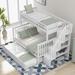 Stairway Twin Over Full Bunk Bed with Twin Size Trundle,Bunk Bed Frame Convertible into 2 Beds Storage and Guard Rail