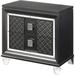 Sawyer Metallic Gray Nightstand - Wood Construction, Sparkling Trim, Glam/Contemporary Style, 2 Drawers, Embossed Fronts