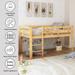 Versatile Wooden Low Loft Bed with Ladder & Guardrails, Twin Size Solid Wood Loft Bed Frame for Kids Teens, No Box Spring Needed