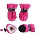 4pcs Waterproof Winter Pet Dog Shoes Anti-slip Rain Snow Boots Footwear Thick Warm for Small Cats Dogs Puppy Dog Socks Booties Rose Red 3XL