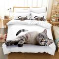 Friendly Pinch Pleated Down Alternative Comforter Comforter Pillow Covers Cute Cat 3D Digital Printing Bed Sets 3 Pieces Soft Microfiber Double with Quilt Cover Pillow Shams
