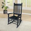 Classic Wooden Porch Rocker Chair | Black | Solid Wood | Comfortable Wide Seat with Armrests | Ideal for Balcony Patio and Porch | Outdoor Relaxation & Leisure | 33.5x26x46.5 inches