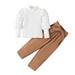 Toddler Girl 2PCS Clothes Girls Fashion Clothes Puff Sleeves Long Sleeve T Shirt Tops And Belted Paperbag Pants Set Long Sleeve Pajamas Girls Personalized Pajamas for Toddlers
